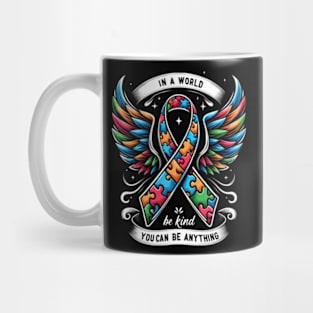 Autism Awareness Kindness Ribbon Heart Mug